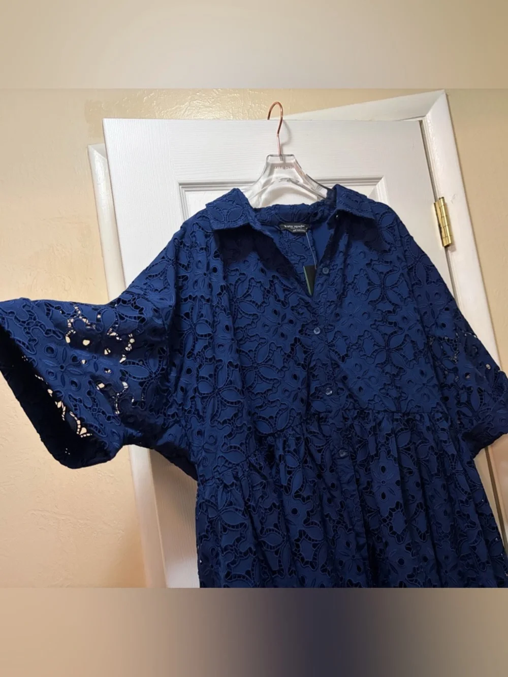 Kate Spade Navy Embroidery Cutwork Montauk Dress - Picture 6 of 8